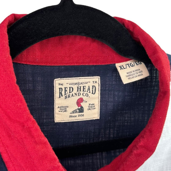 Red Head Brand Mens Patriotic 4th of July Cotton Woven Button Up Casual Shirt XL - Picture 4 of 7